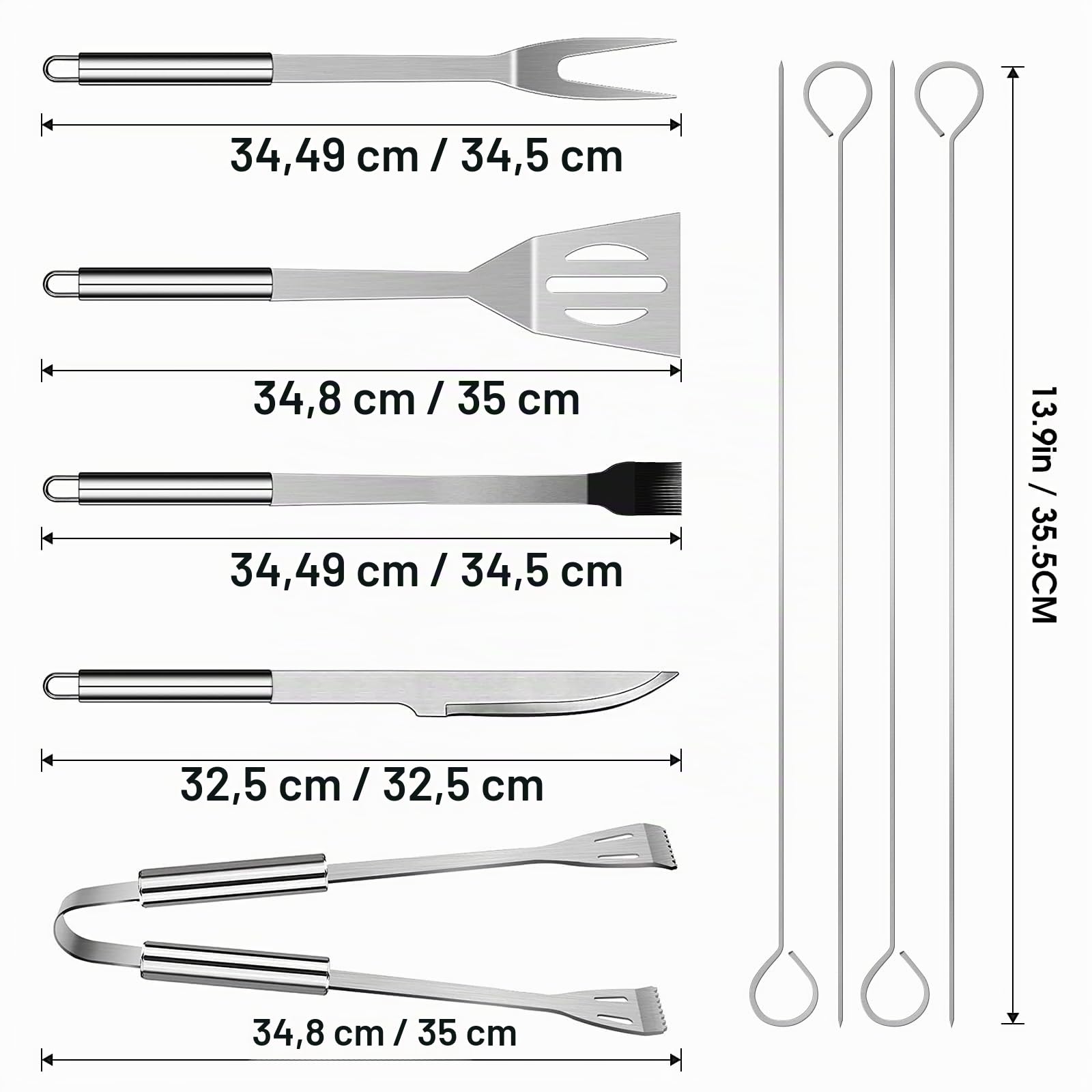Utensilios Barbacoa de Acero Inoxidable Profesional Accesorios Barbacoa Parrilla Herramienta con Bolsa Fácil de Transportar (9 PCS)