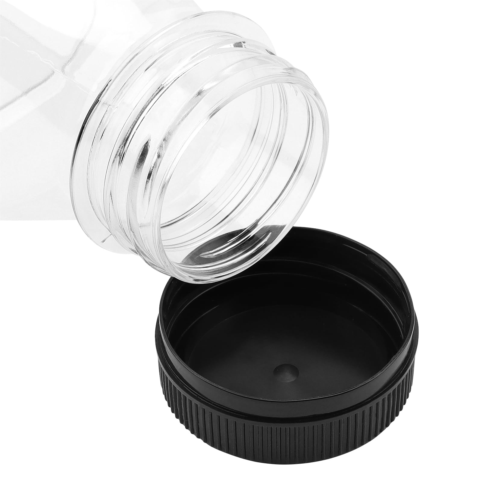 24 bottiglie di plastica trasparente da 350 ml con coperchio nero, contenitori trasparenti riutilizzabili per succhi, bottiglie vuote in PET per succhi, frullati, latte e altre bevande