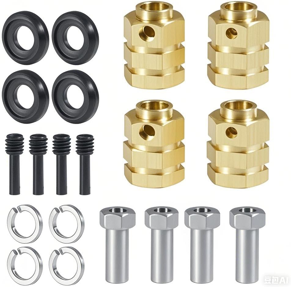 4PCS 12mm Wheel Hubs Hex Pins Adapter-Heavy Duty Brass(5-20mm) for TRX4 TRX6 RC Crawler – Heavy Duty Wheel Spacers & Extensions (15mm)