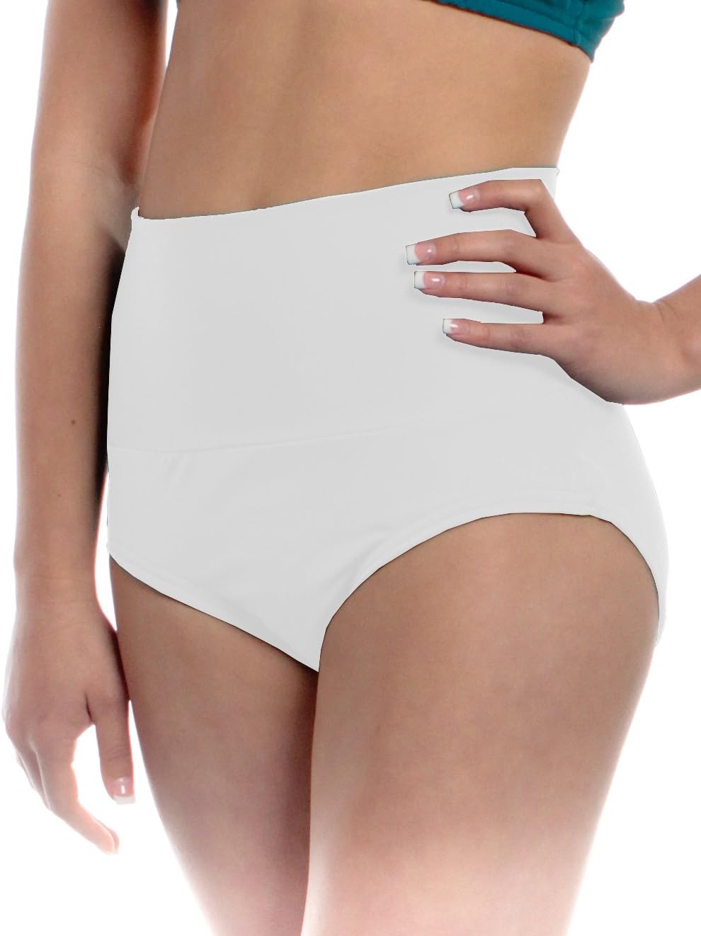 Womens High Waisted Brief Small White Adult Sizes Performance Dancer Bottoms by B Dancewear