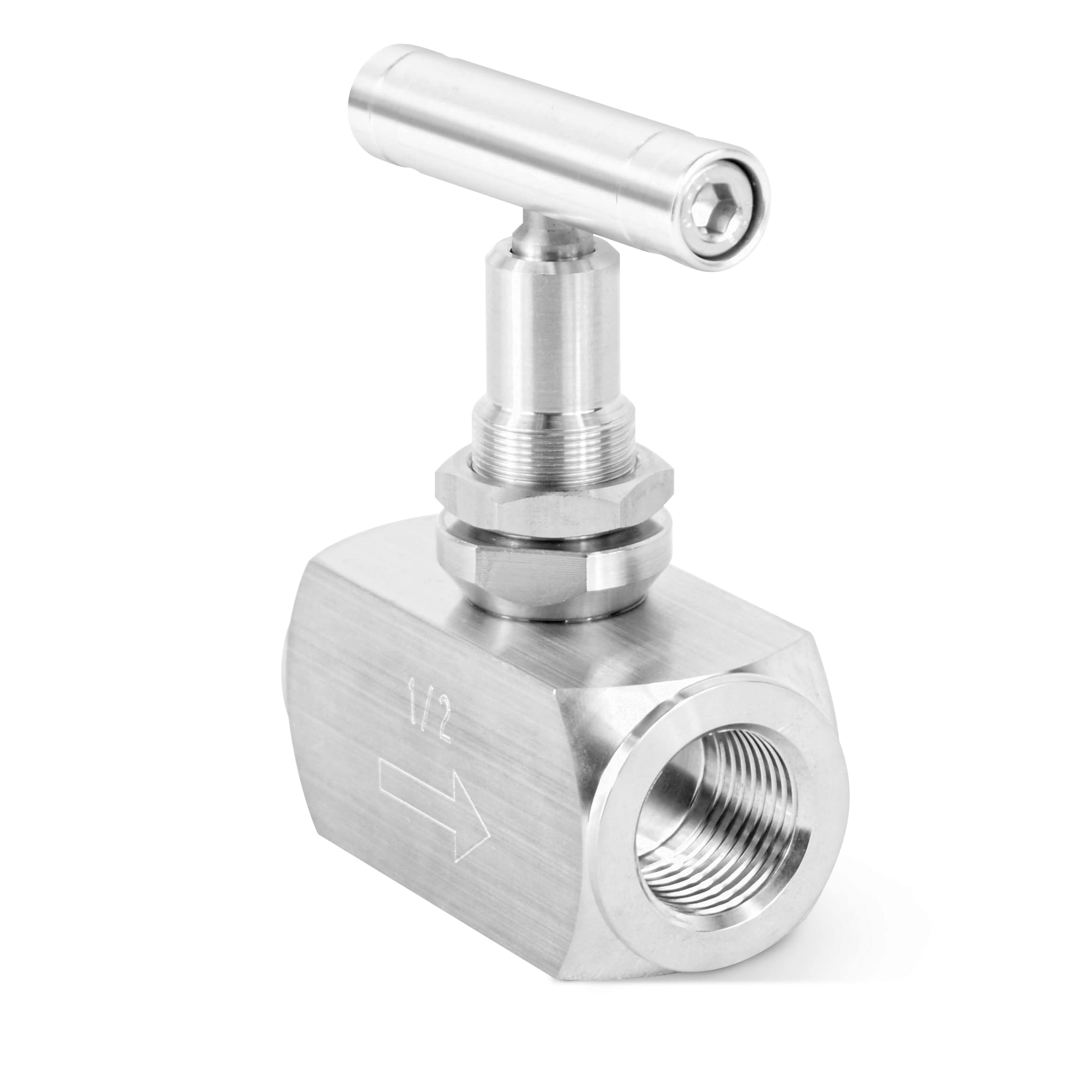 WECO Stainless Steel Needle Valve - Female NPT Port Needle Valve Water Flow Control for Reverse Osmosis Systems - 1/2 Inch