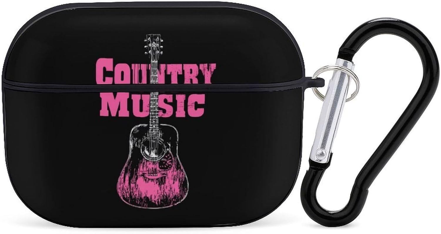 Country Music Guitar Cute Compatible with Airpod Pro Case Protective Hard Cover with Keychain