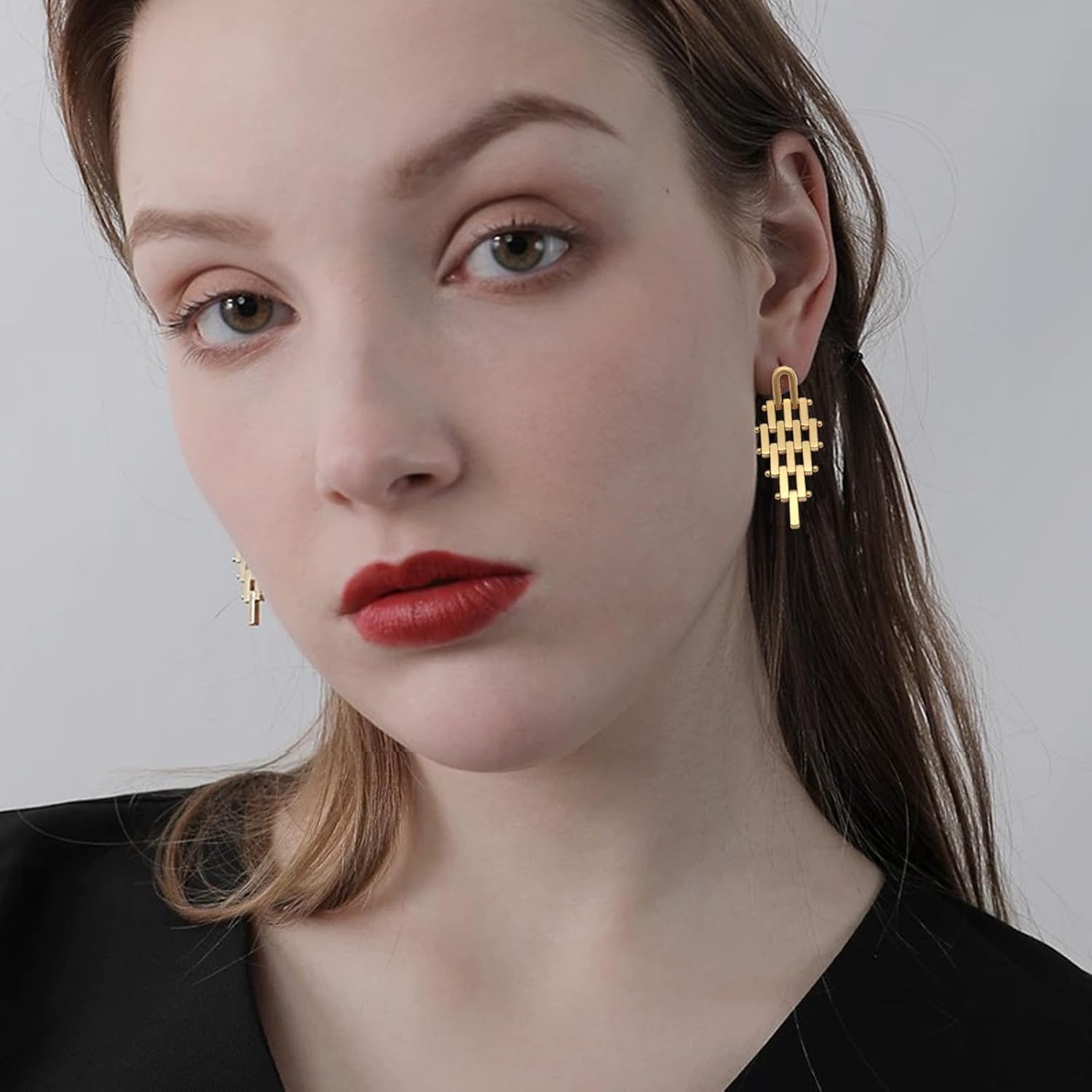 22K Gold Dangle Earrings for Women Gold Drop Earrings Hypoallergenic Scalable Dangling Earrings for Women - Image 3