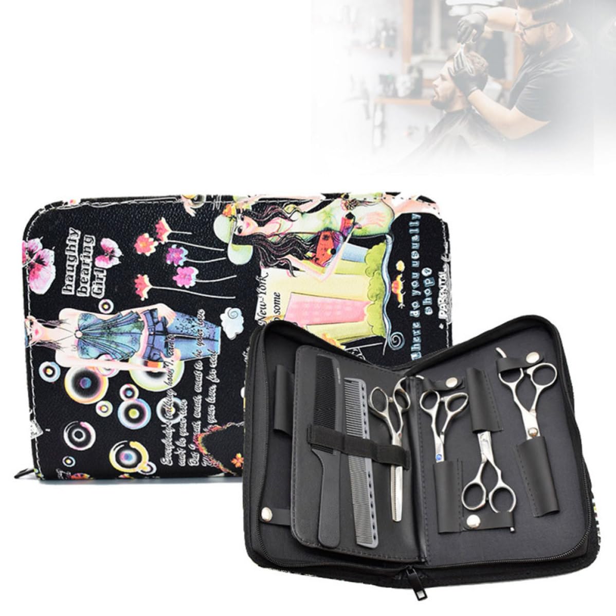 Borsa per Forbici Parrucchiera in Canvas, Organizer per Pettini e Clip