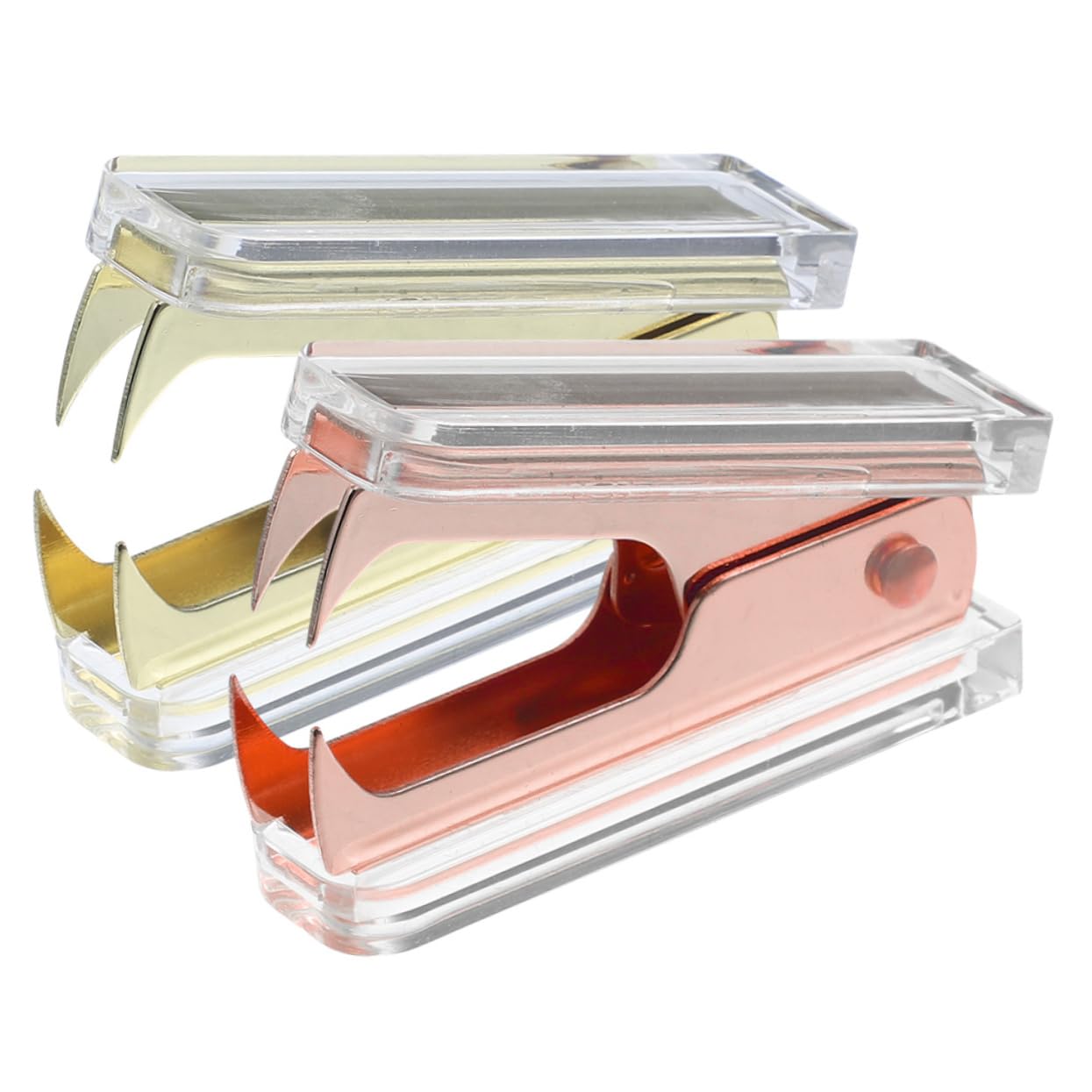 NUOBESTY 4 Set Levapunti Acrilico Per Ufficio Strumento Manuale Per Rimuovere Graffette Design Elegante Oro E Rosa Oro Per Scrivania E Ufficio 2 Pezzi * 4