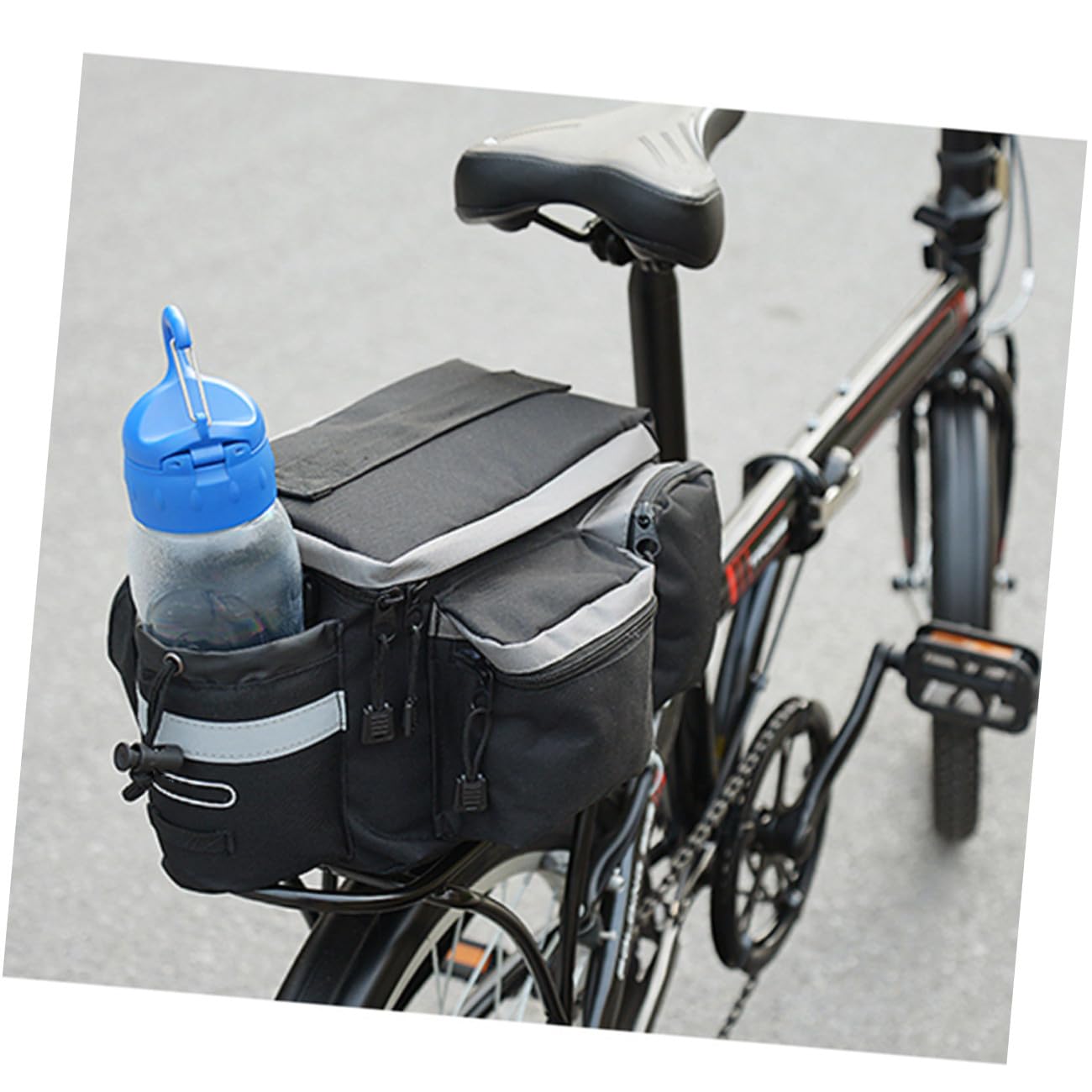 Gatuida Borsa Posteriore Per Bicicletta Capiente e Multifunzionale Con Laterali e Porta Bottiglia Materiale Resistente All Cinghia Per Spalla Facile Da Installare Nero