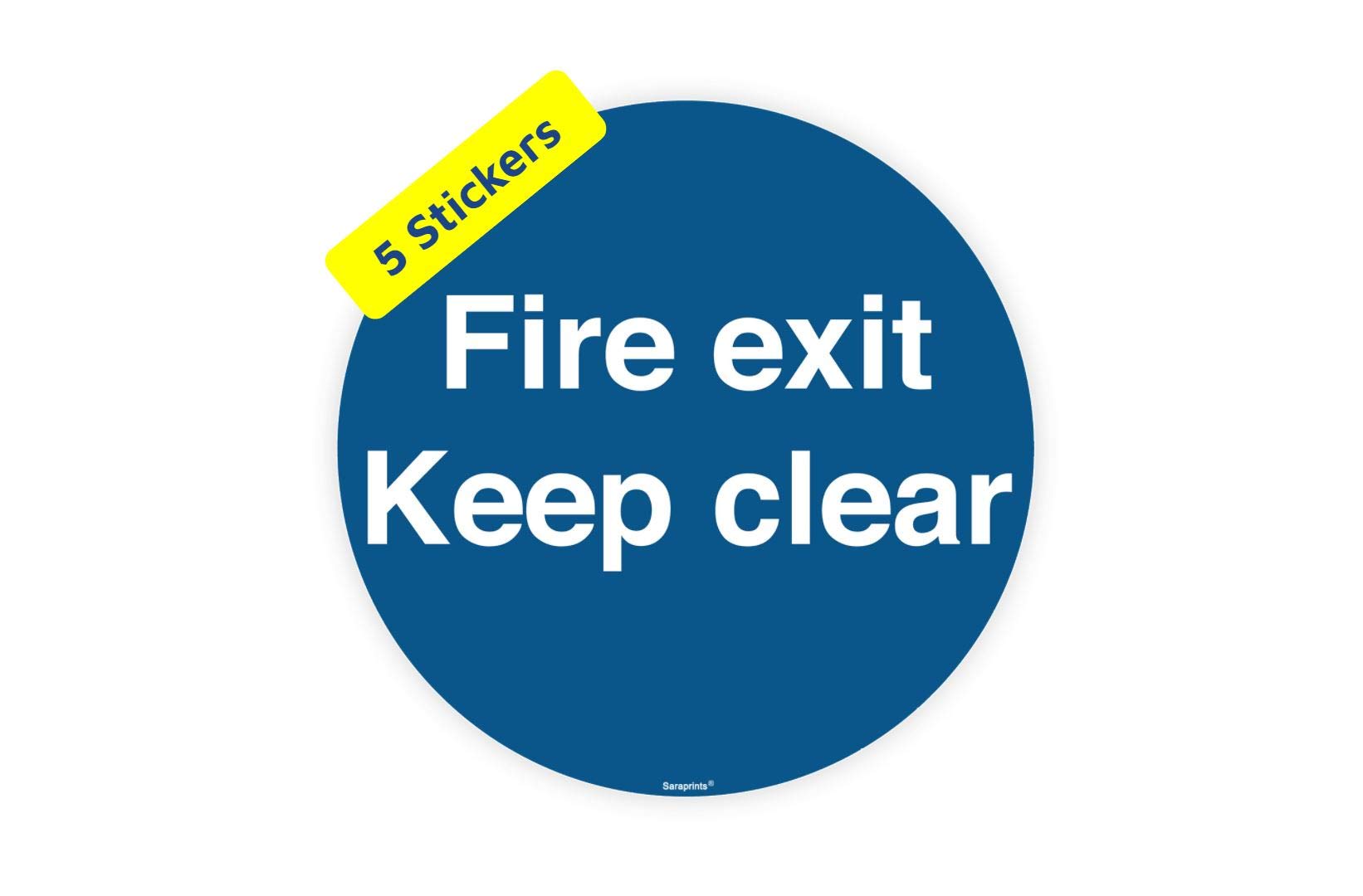Pack of 5 Fire Exit Keep Clear Sign (200 x 200mm) Waterproof Fire Exit Keep Clear Outdoor Stickers