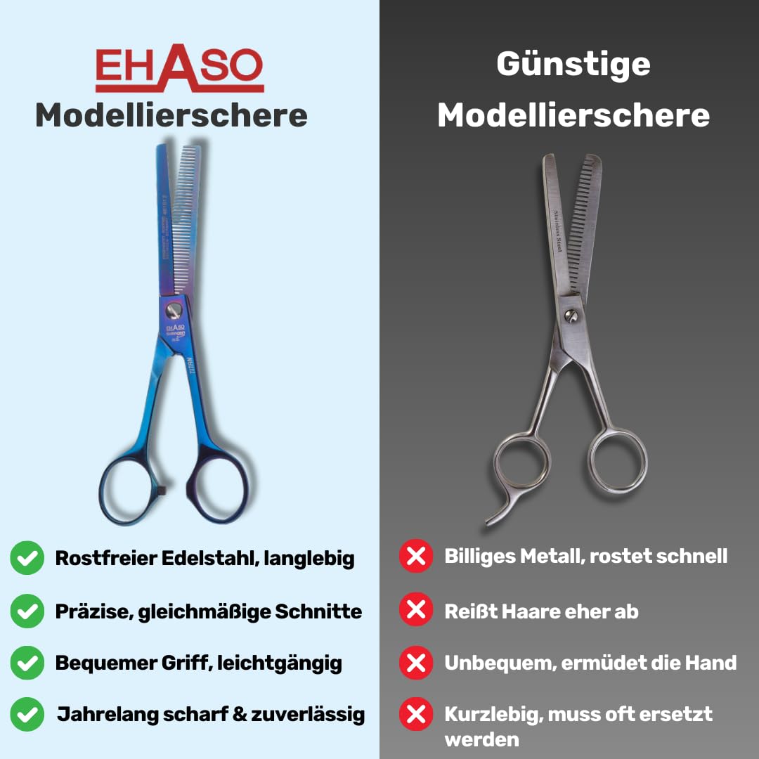 EHASO einseitige Titan Modellierschere, 16,5cm, 46er Zahnung