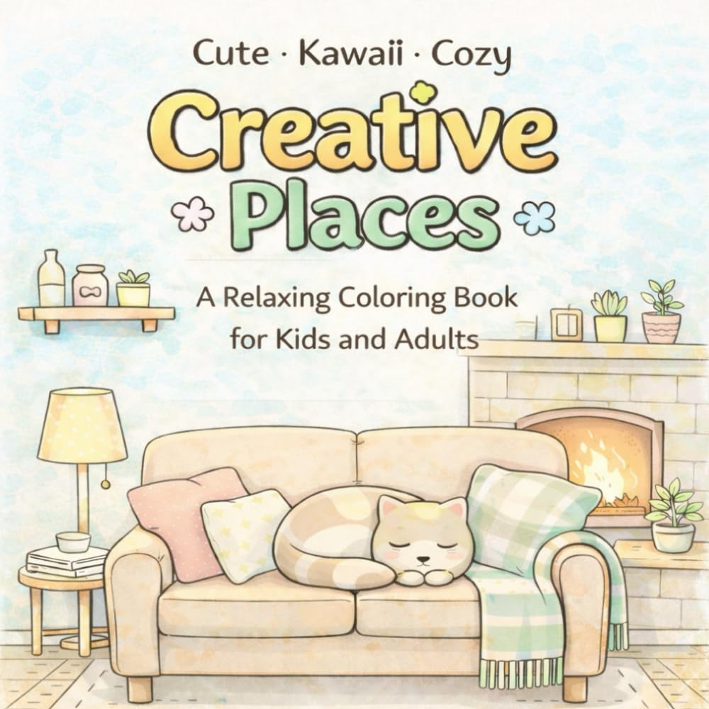 cute kawaii cosy - Creative Places Coloring Book: Cute & Cozy Coloring Scenes for Relaxation, Creativity and Calm A Relaxing Coloring Book for Kids and Adults