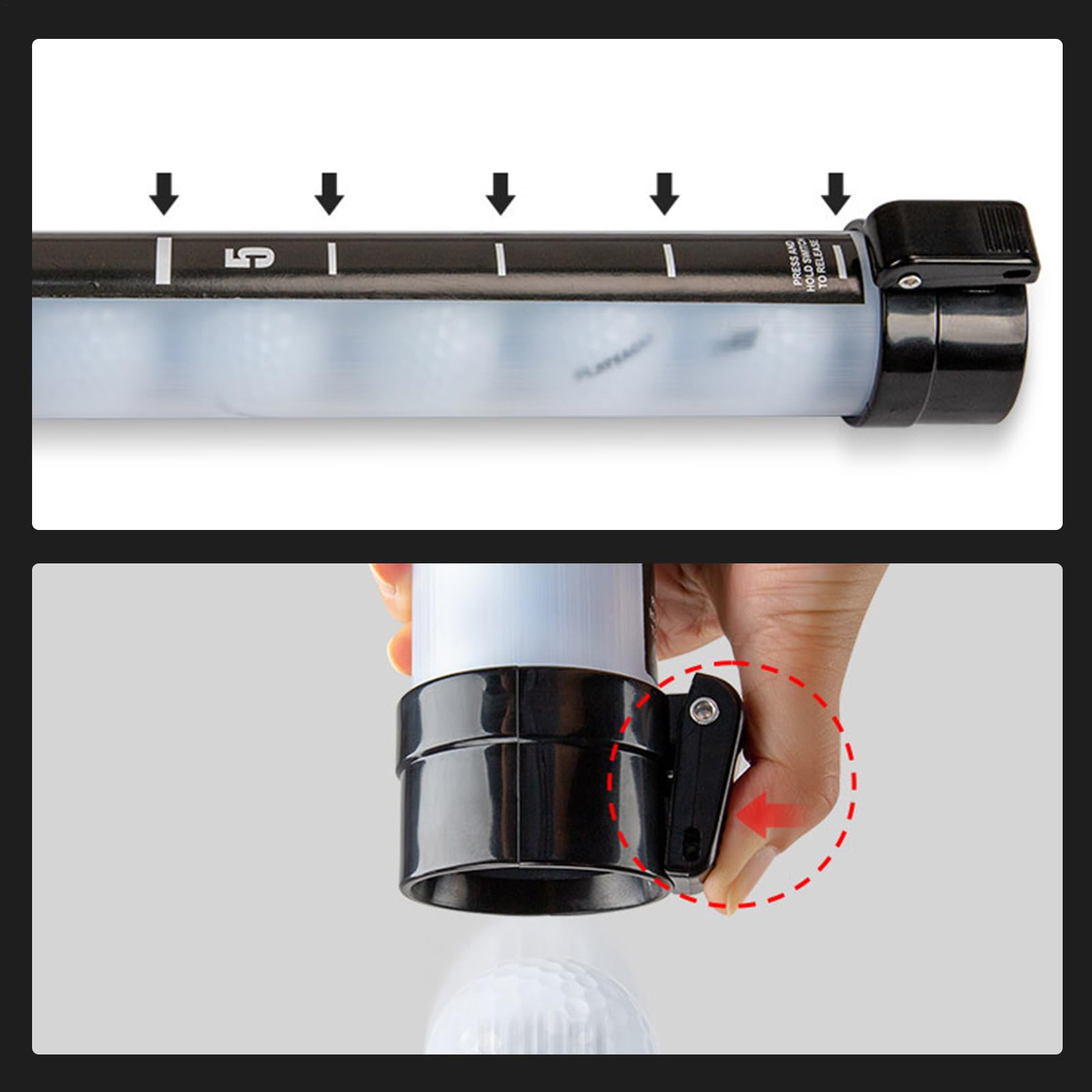 Lambo Golfball Sammelrohr Golfball Shagger Rohr Golfballrohr Picker, Golfball Aufnehmer Golfballpicker Shags Tube, Golfball Sammler Grabber Fasst 21 Bälle, Golfball Pick-up Stahlrohr-Retriever