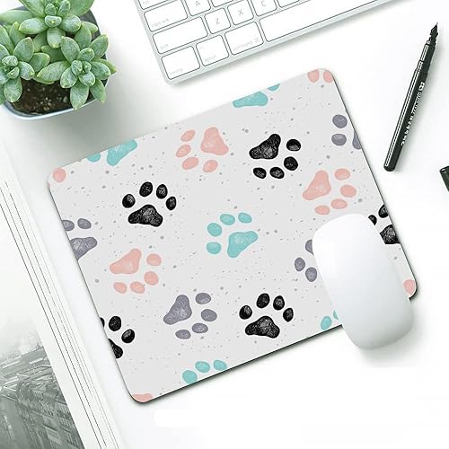 Miniatura 2 de Alfombrilla de mouse rectangular con huellas de perro, base de goma antideslizante para computadora portátil, oficina, hogar, 9.5 x 7.9 pulgadas