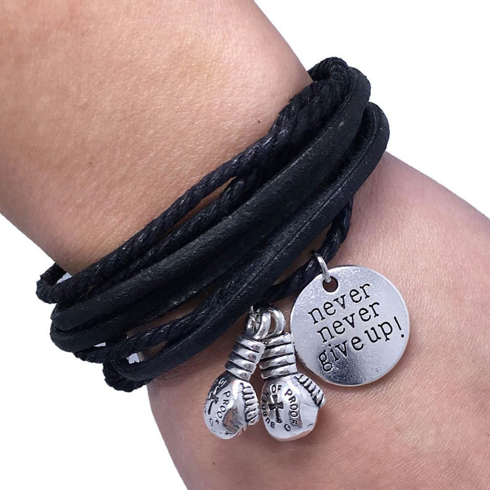FRCOLOR Boxing Gloves Bracelet Set 2 Pcs Adjustable String Wristbands Hand Woven Decorative Jewelry for Women and Men Sports and Casual Wear