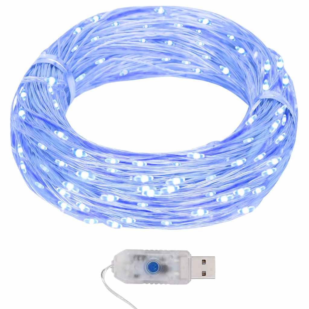 HaoChrymec Catena luminosa con filo in rame 400 LED a 8 modalità, blu, 40 m