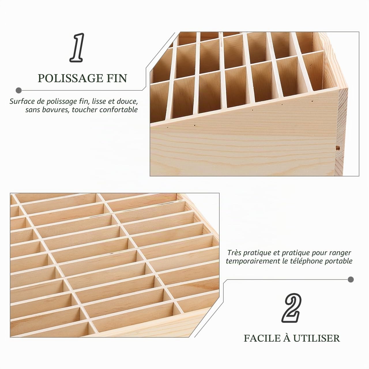 Operitacx Boîte De Rangement Téléphone Portable En Bois 36 Compartiments Organisateur Pour Bureau Salle De Classe Support Multi-Usage