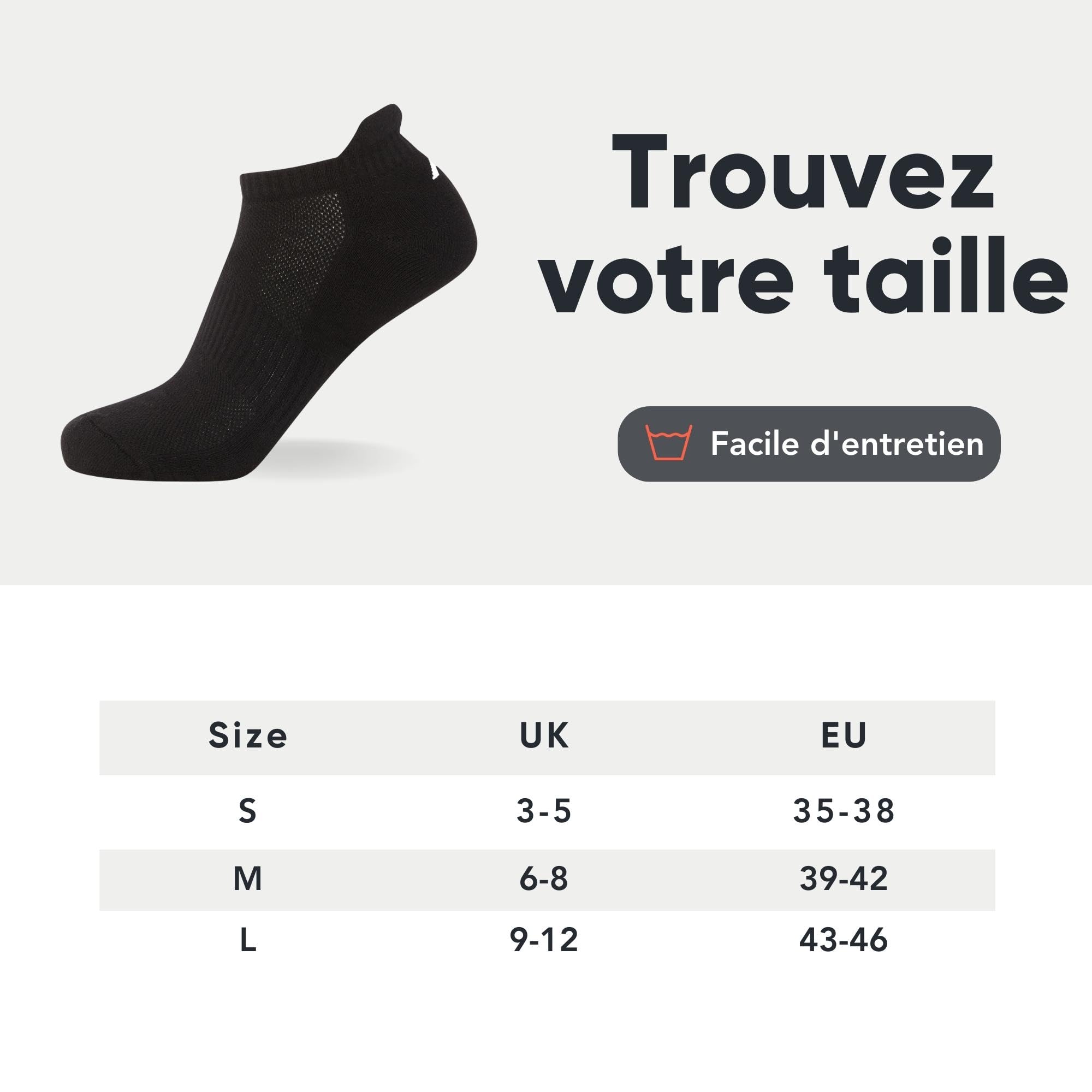 FM London Chaussettes de sport matelassées unisexes lot de 8