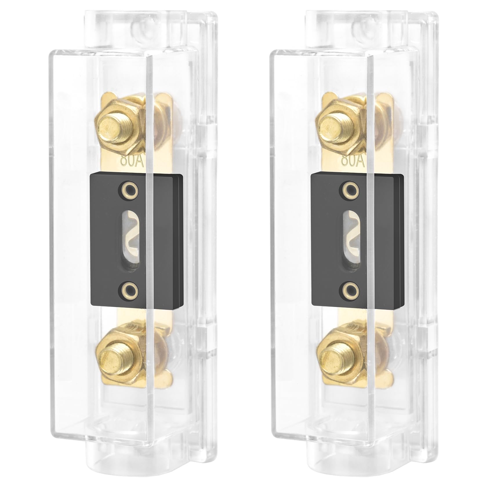 Heschen Car Audio Video Stereo ANL Fuse Holder, 0/2/4 Gauge In and Out, with 80A ANL Fuse 2PCS — image 1