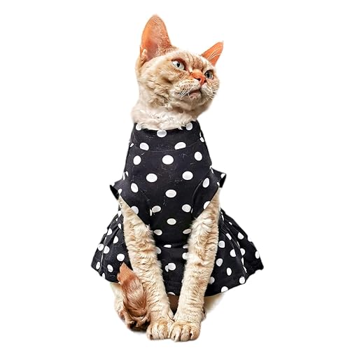 Kotomoda Camiseta de gato con lunares para Sphynx y gatos desnudos (mediano)