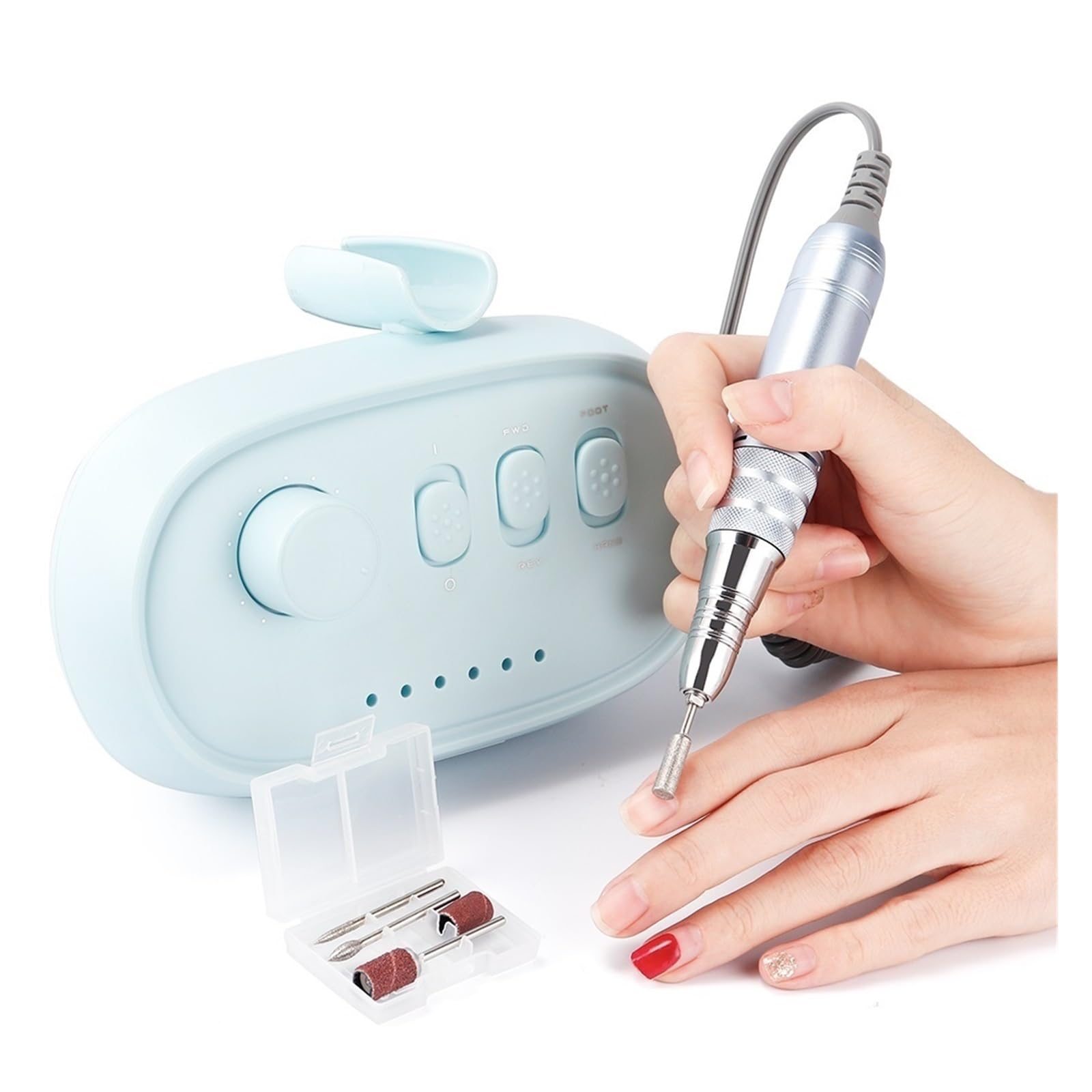 Obcinacz do paznokci, 35000 obr./min elektryczna wiertarka do paznokci, Manicure polerka do paznokci do żelu do usuwania paznokci polerowanie wiertła, Pedicure Nail Art Equipment(Wit)