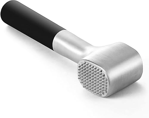 KITEXPERT Martillo ablandador de carne con mango de goma de agarre cómodo, mazo de carne de doble cara para cocina, martillo de carne resistente