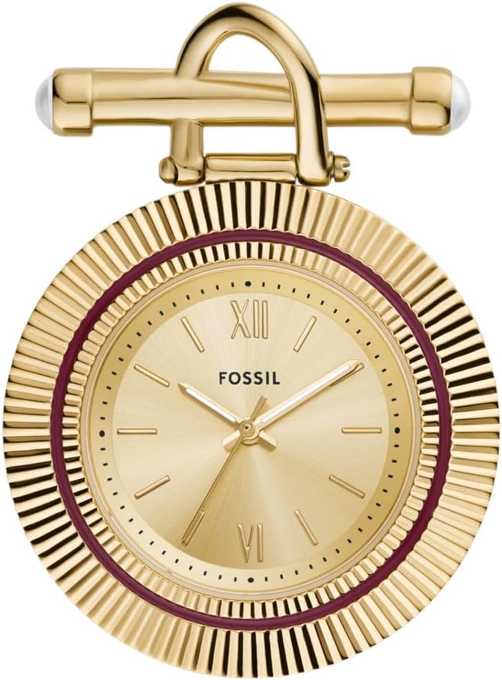 Fossil Women's Watch Brooch, Scarlette Quartz Stainless Steel Three-Hand Brooch Watch for Women