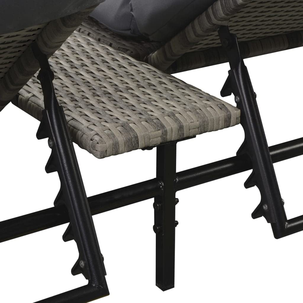 Juego de muebles de jardín modulares de 5 piezas, con respaldo ajustable, incluye cojines y cojines, color gris