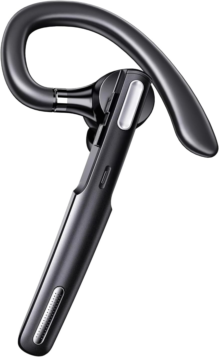 Bluetooth Headset, Wireless Bluetooth Earpiece V5.3 Hands-Free Earphones with Built-in Mic, Bluetooth Earpiece for Cell Phone/PC Tablet/Laptop Computer, Headphones for Trucker/Driver/Business