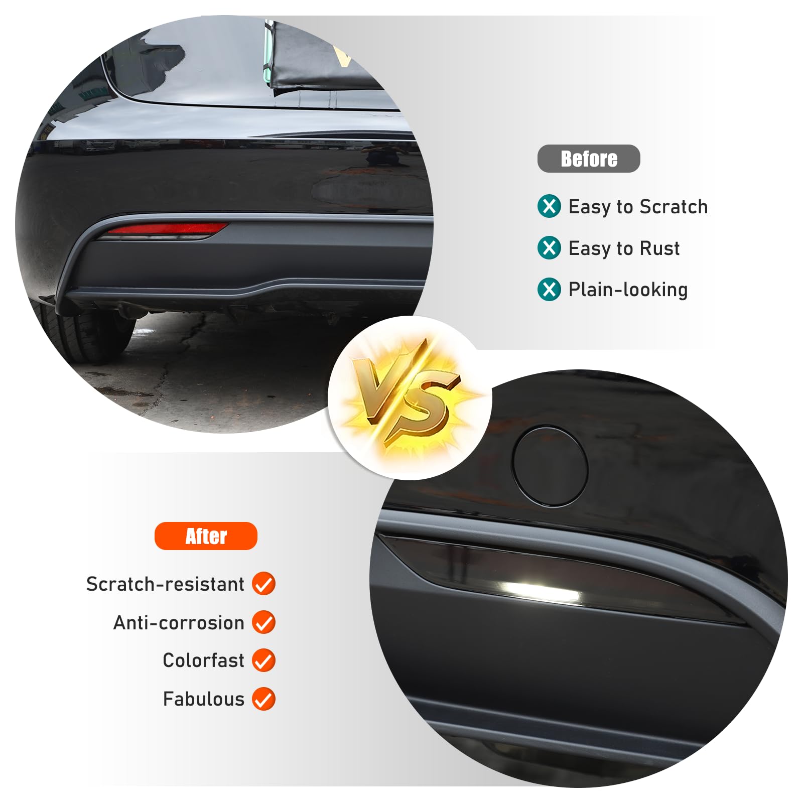 Qiosreui Rear Fog Light Cover Compatible with Tesla Model 3 Highland 2024-2025 Accessories Auto Smoked Tail Foglight Shell Shade Guard Trim Rear Bumper Fog Lamp Decorative Cover Protector ABS