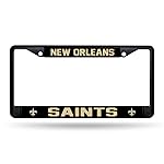 Rico Industries NFL Football New Orleans Saints Black Chrome Frame with Printed Inserts 12 x 6 Car/Truck Auto Accessory