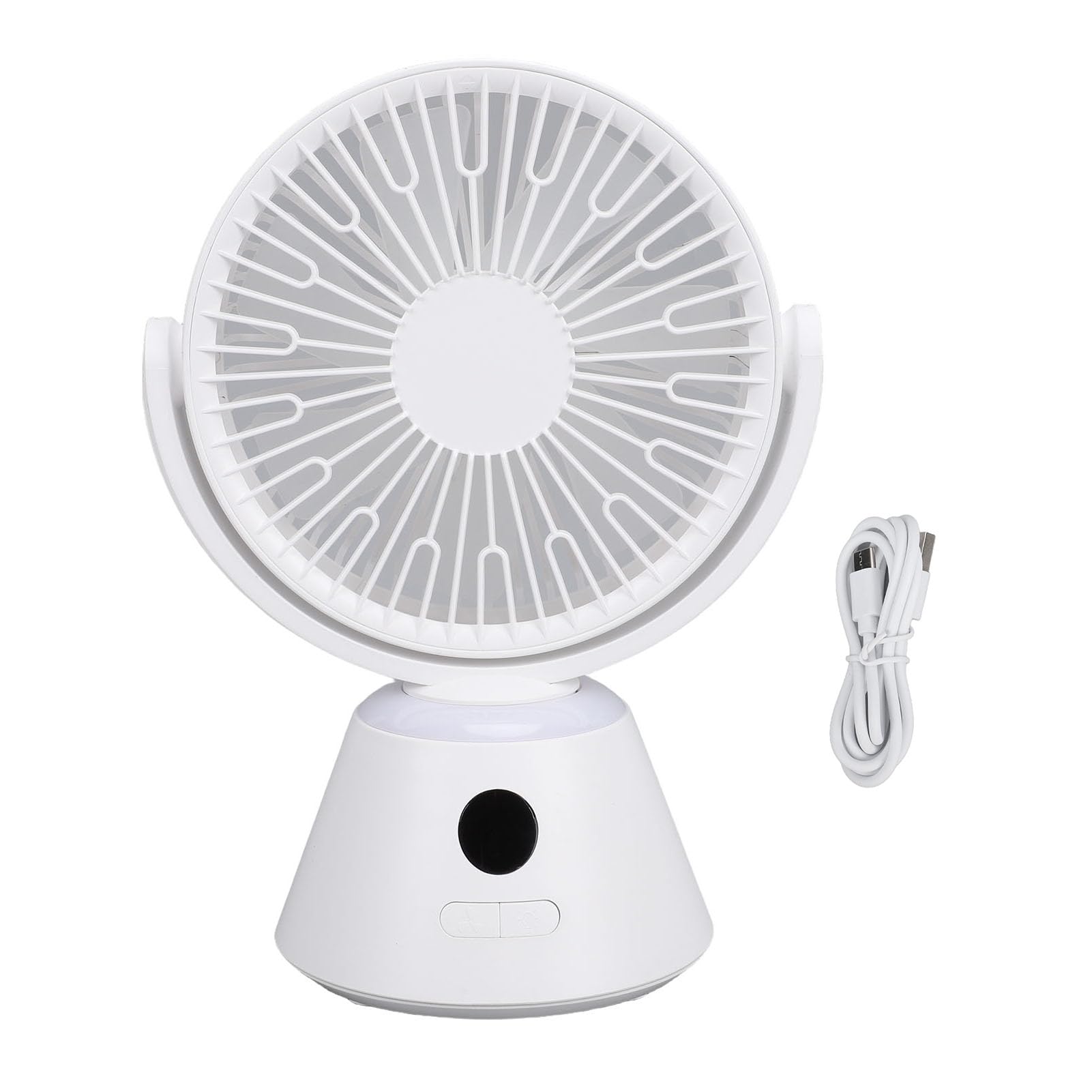 YWBL-WH Tischventilator mit Digitalanzeige, USB-Aufladbarer Ventilator, 3