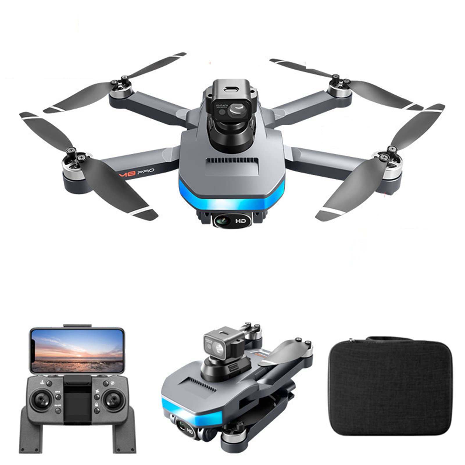 Dron para Niños Adultos con Cámara Ajustable HD 6K, Cuadricóptero RC De Seis Capacidades para Sensor De Gravedad, Vuelo De Trayectoria, Retorno Automático GPS, 2 Baterías