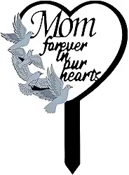 HPMAISON Decoração de túmulo de estaca de metal mãe de 28 cm para cemitério Gravesite marcadores de simpatia à prova d'água presentes para perda de lápides de mãe placa ao ar livre decoração de