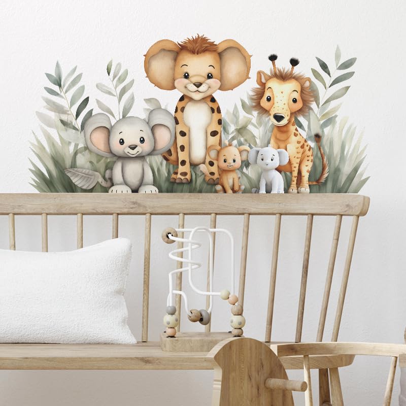 Image of Jungle Animal Friends Wall Decal for Nursery Baby Room Children's Bedroom Playroom Classroom Decor-Self-Adhesive