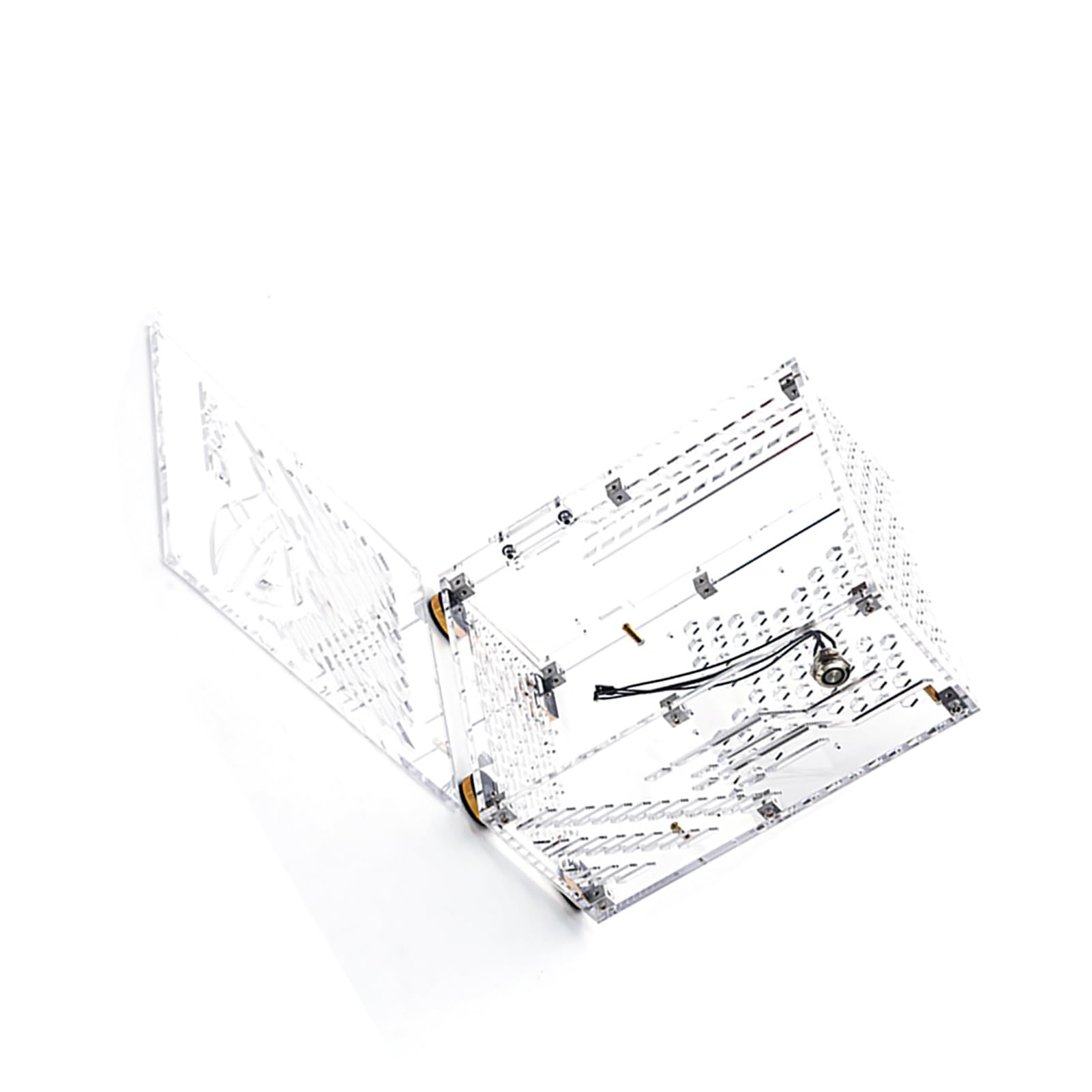 Akozon Kompaktowa Przenośna Obudowa Komputera Mini-ITX Akozon z obudową do Zasilacza FLEX - Idealna do Małych Komputerów Stacjonarnych, Wydajnego Chłodzenia i Stylowego Wyglądu (Przezroczysty)
