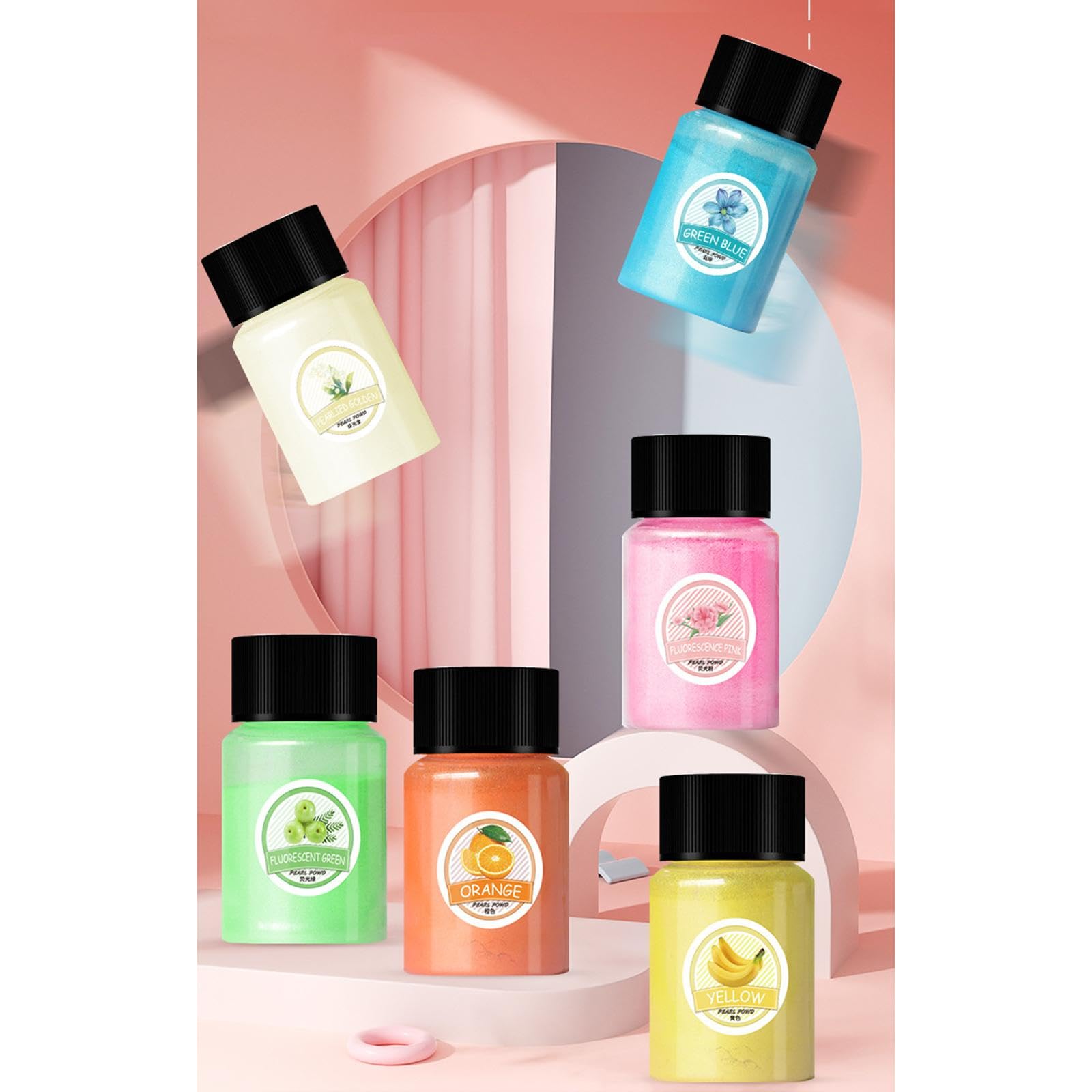Glimmerpulver, Farbpulver, Pigment für Badeseife, Kerzenherstellung, 24 Farben, 20 ml, 2 Stück