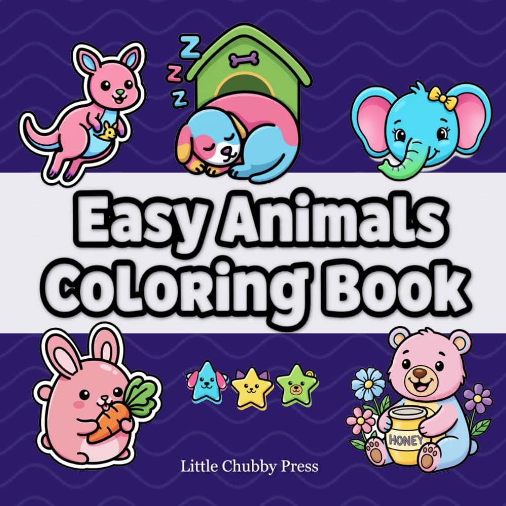 Easy Animals Coloring Book: 50 Simple and Adorable Illustrations for Little Artists