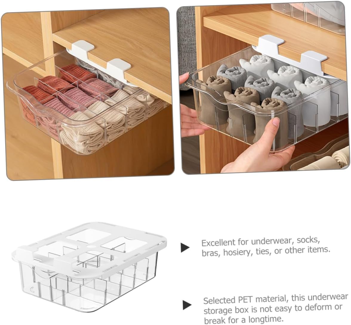 Cabilock Compartment Transparent Drawer Organizer for Socks and Underwear Sub Grid Storage Box with Design for Closet Neatness and Easy Storage