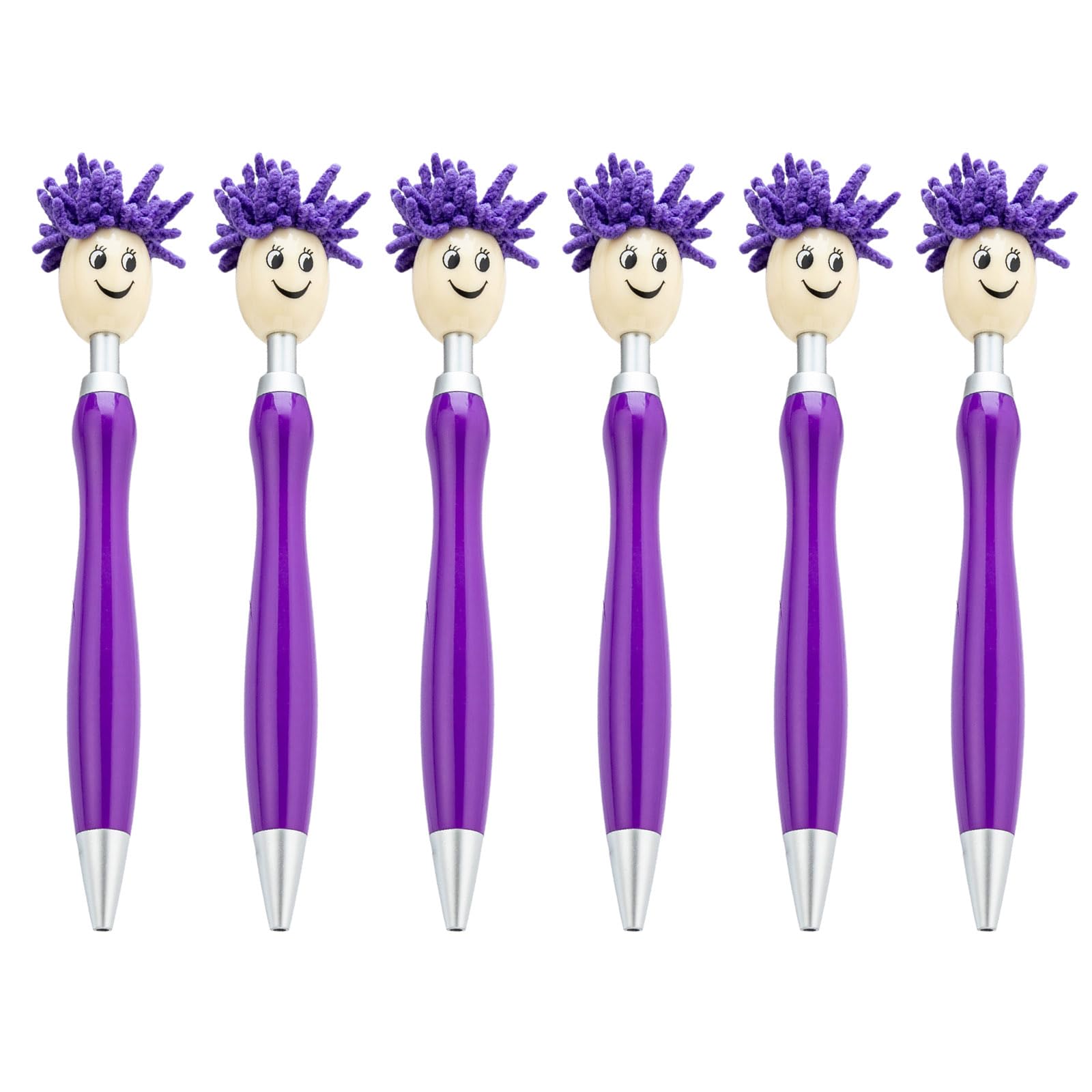 Buxuaaaa 6pcs Smooth Writing Pen Mop Head Pen Pressing 1.0mm Retractable Ballpoint School