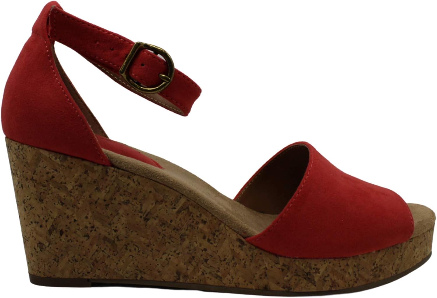 Style & Co. Womens Seleene Faux Suede Wedge Sandals Red 8.5 Medium (B,M)