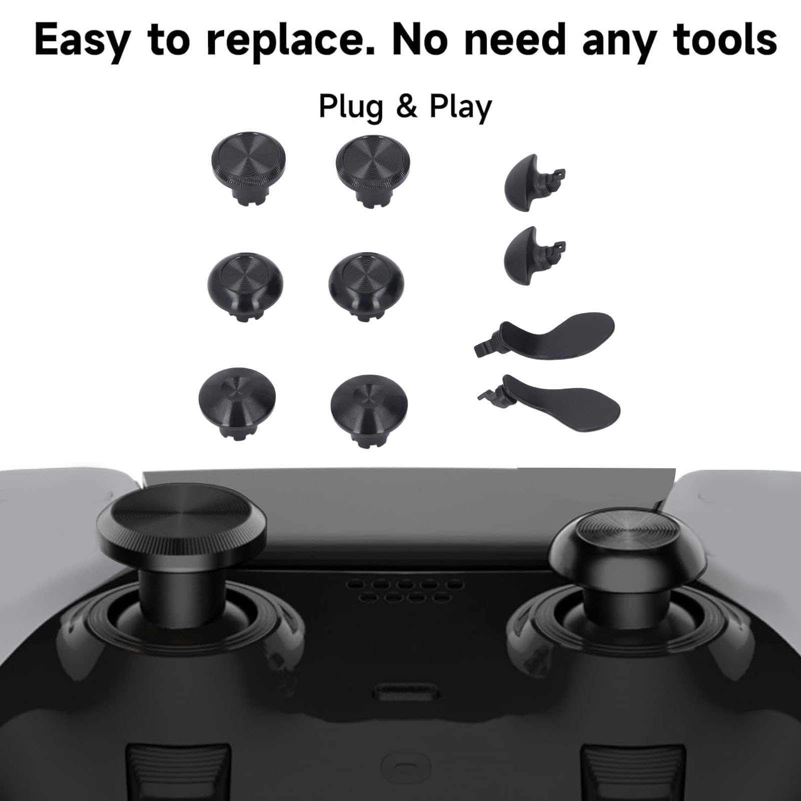 Metall Thumbsticks für PS 5 Edge Controller, 6 Stück Metall Joystick Kappen+4 Stück Metall Paddles auf Rückseite, Analogstick Joystick Kappen mit Paddles für PS 5 Edge Controller