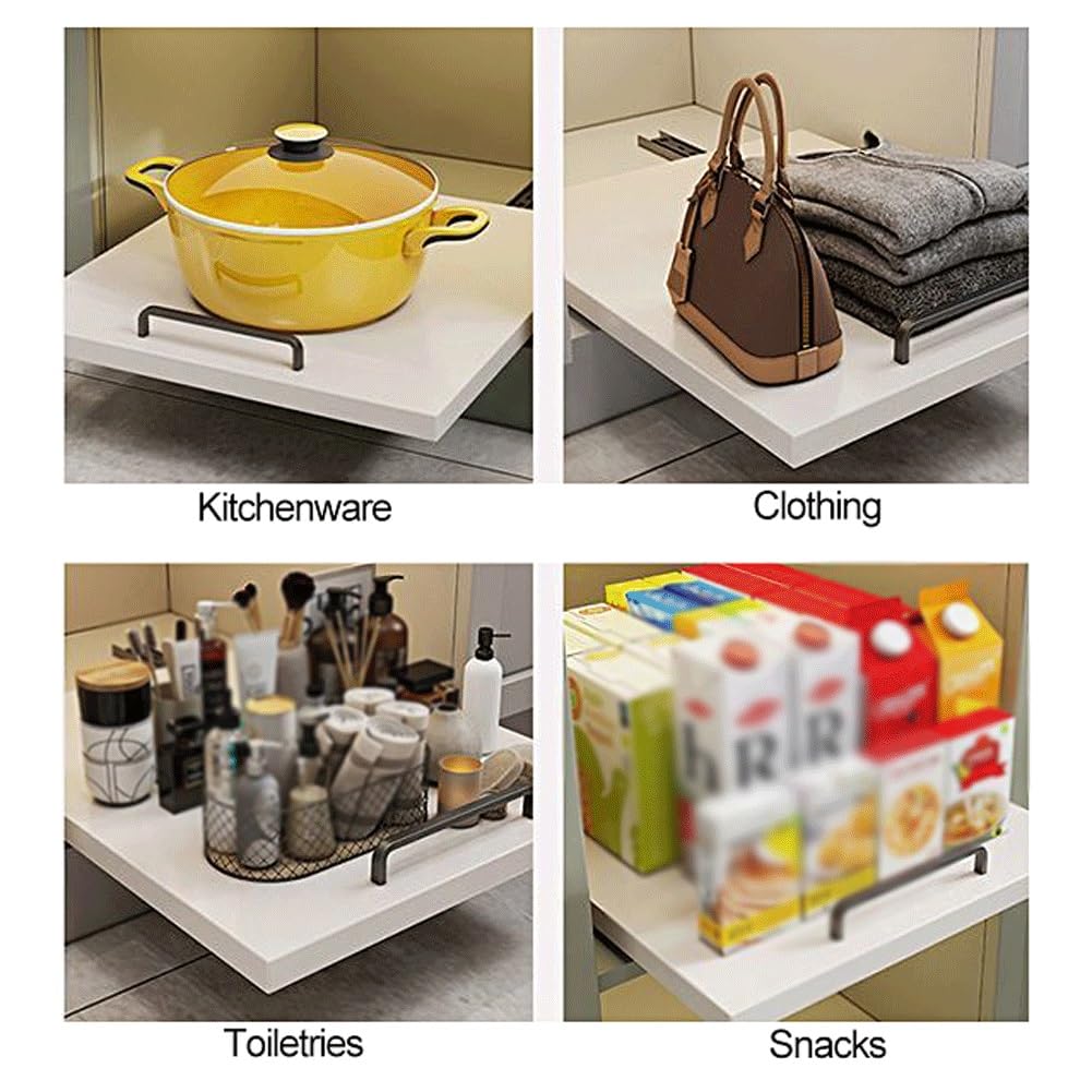 Organizzatore Estraibile Per Armadio – Organizzatore Per Armadio Da Cucina Con Maniglia, Cassetto Estraibile In Acciaio Al Carbonio Con Sistema A 2 Guide | Per Bagno E Armadio(50 x 35 cm)