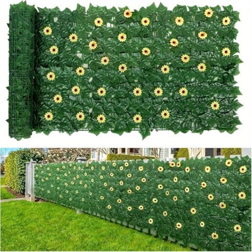 Protección visual de hiedra artificial expandible Generisch para vallas de jardín 100x300 cm 3