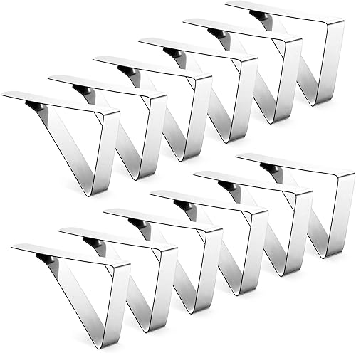 Paquete de 12 clips para mantel – Clips de mesa de picnic resistentes, abrazaderas de acero inoxidable para mantel de mesa, soportes para mantel