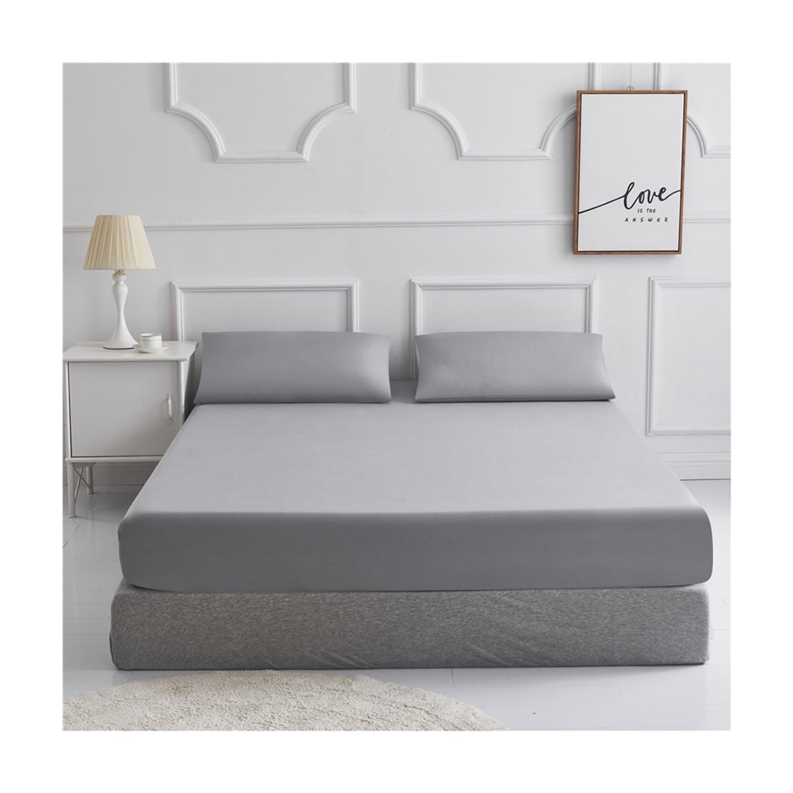 Sábana ajustable de algodón egipcio 100% transpirable con bolsillo profundo de 25cm 1