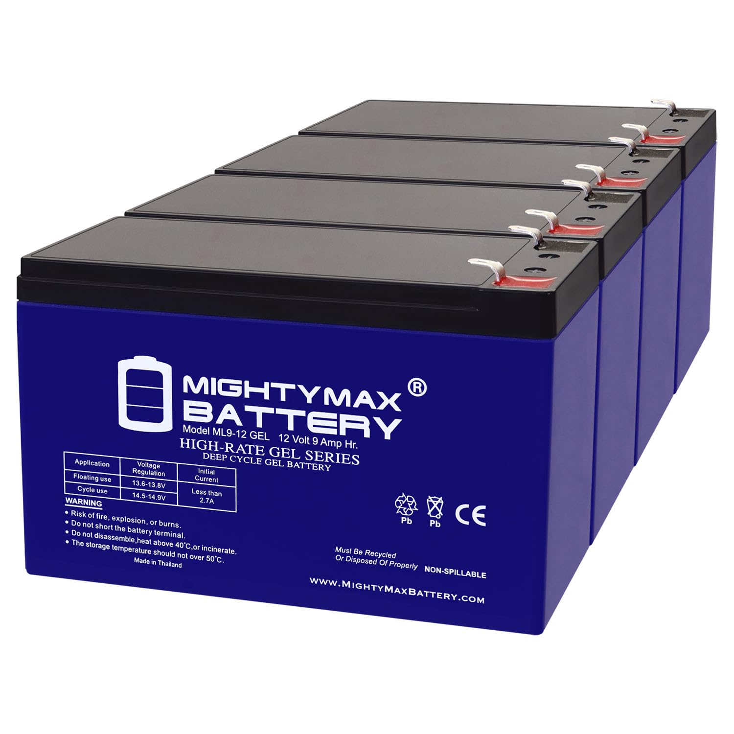 12V 9AH Gel F2 Replacement Battery Compatible with All-O-Matic SL-100-DC Sliding Gate - 4 Pack