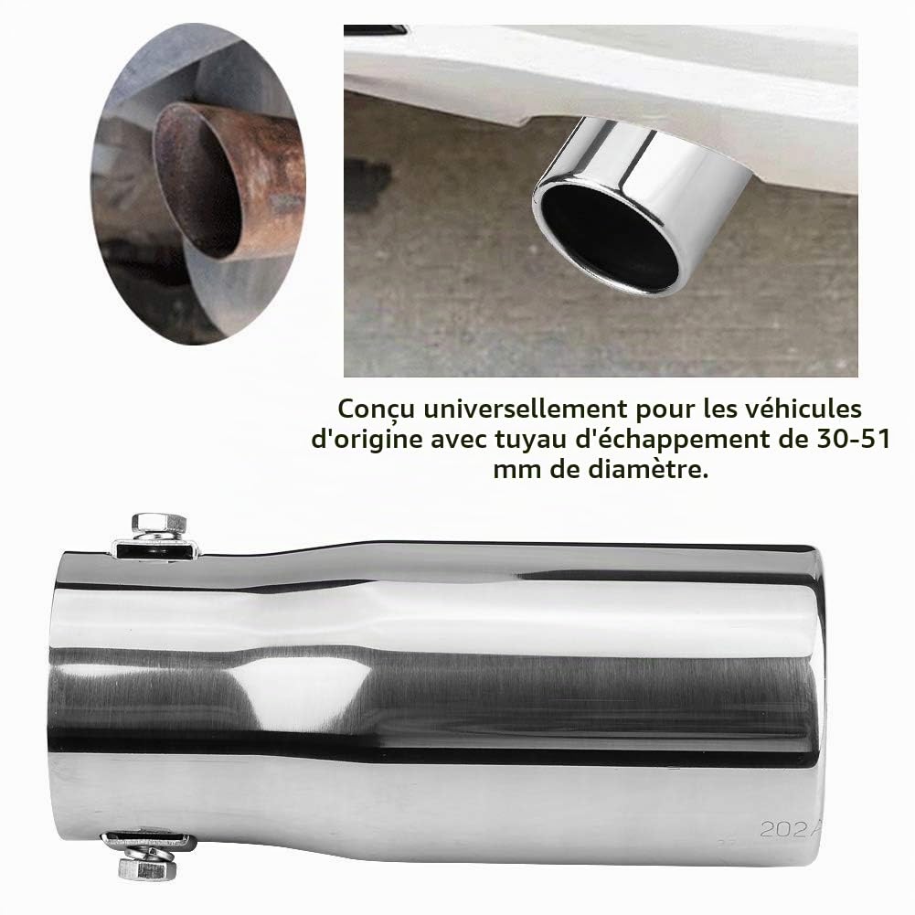 pour embout d'échappement universel pour embout echappement Garniture de tuyau d'échappement arrière universelle en acier inoxydable Embout de voiture Queue de silencieux(Plat)