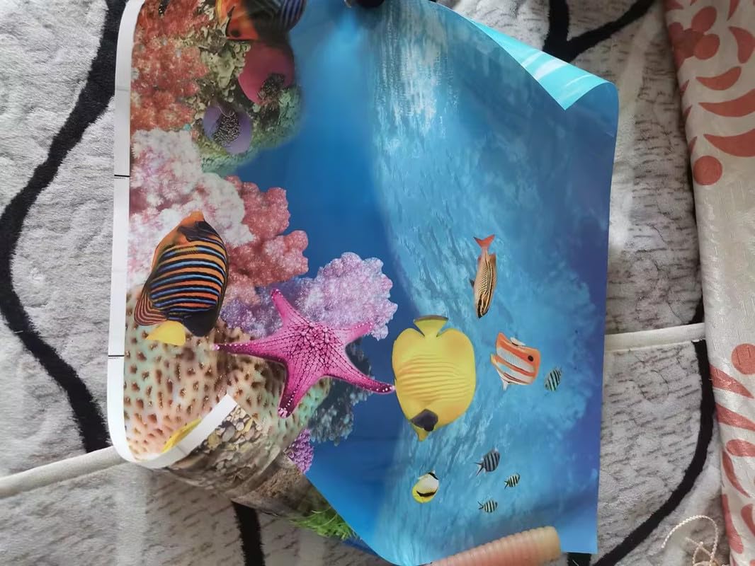 2 Pezzi Acquario Poster Sott'Acqua Fish Tank Sfondo Poster Addensare Adesivo PVC Statico Adesivo Sfondo Carta Decorativa Adesivi (30 * 62cm)