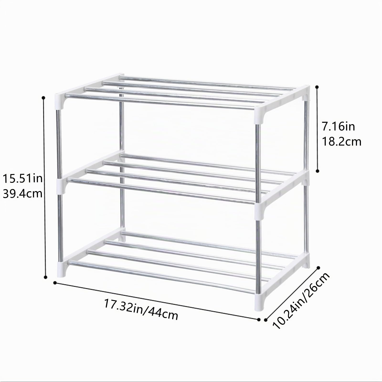 Jucaifu Scarpiera piccola impilabile, ideale per ingresso, corridoio e ripostiglio, per migliorare l'organizzazione e lo spazio disponibile (3 ripiani, bianco)