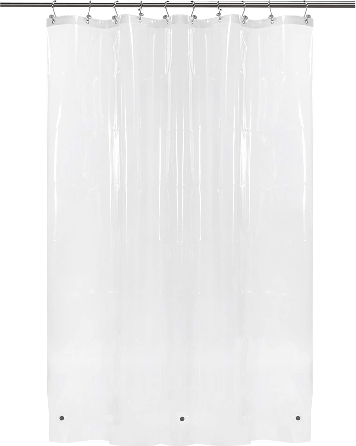 BAROSSA Design 54 inch Wide Stall Shower Curtain Liner with 3 Magnets - PEVA, Waterproof, PVC Free, Metal Grommets, Clear, 54x72