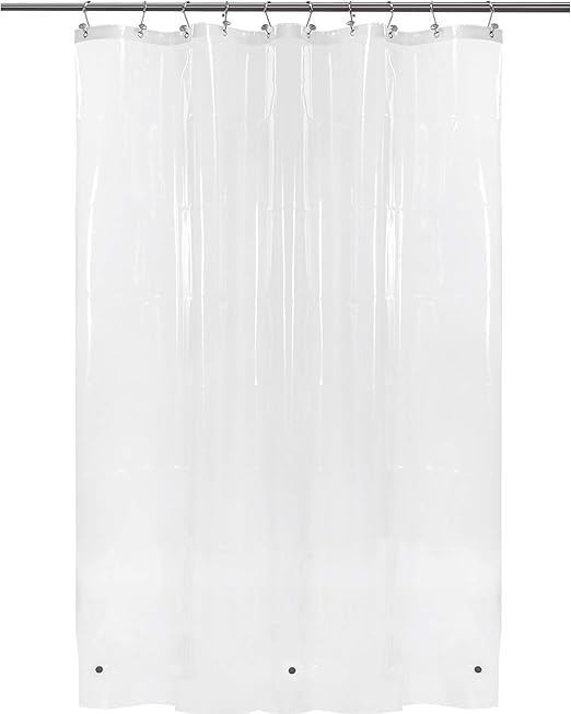 BAROSSA Design 54 inch Wide Stall Shower Curtain Liner with 3 Magnets - PEVA, Waterproof, PVC Free, Metal Grommets, Clear, 54x72
