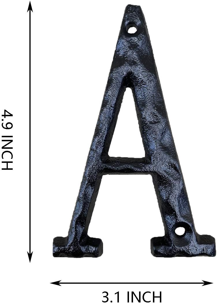 5 Inch High House Letters, Solid Cast Iron Home Address Letters, Perfect Matching Our 5.5 Inch House Numbers, Black Finished (Letter A)